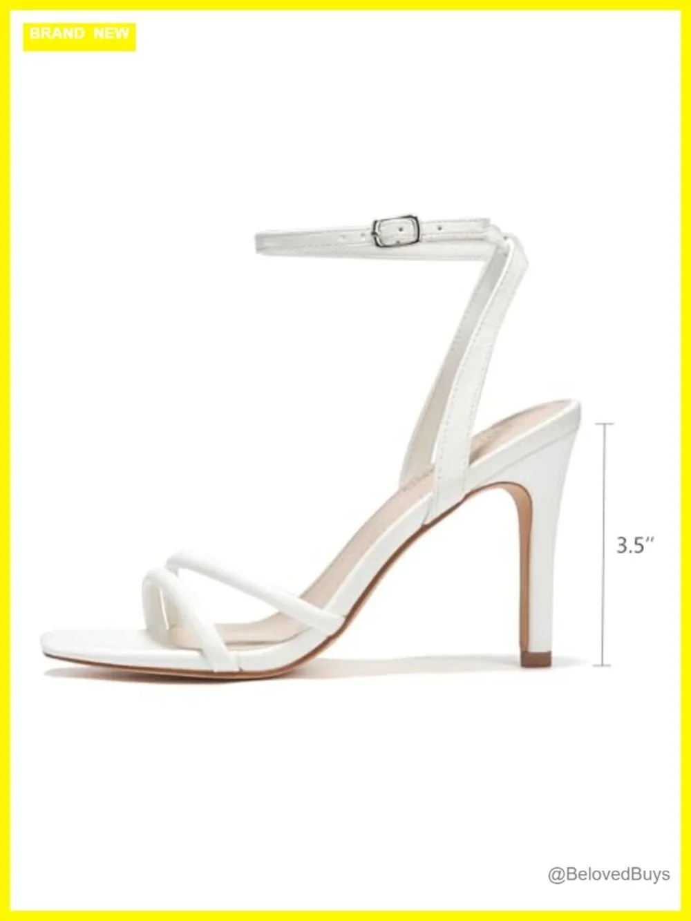 Strappy Ankle Strap High Heels Open Toe Sandals 3.5 Inch Heel Faux Leather
